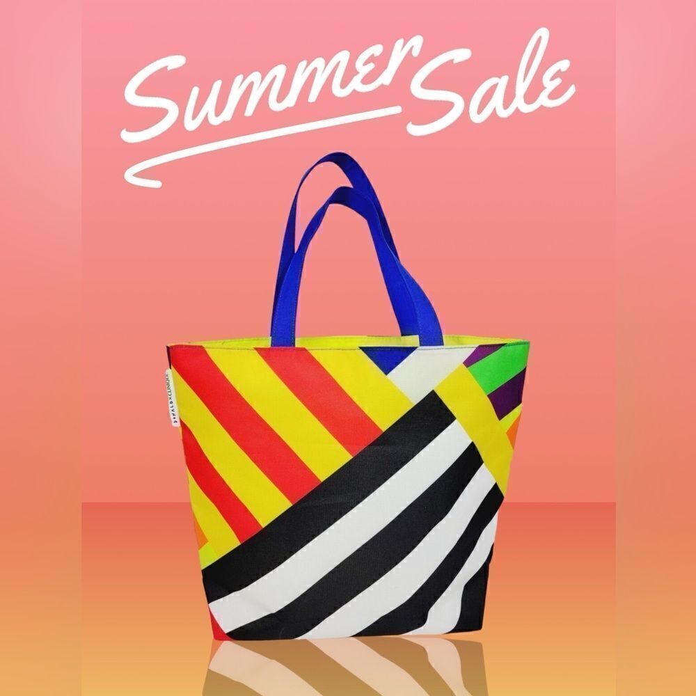 Donald X Clinique GEOMETRIC Nylon Shopper Shoulder Travel Tote Beach Bag